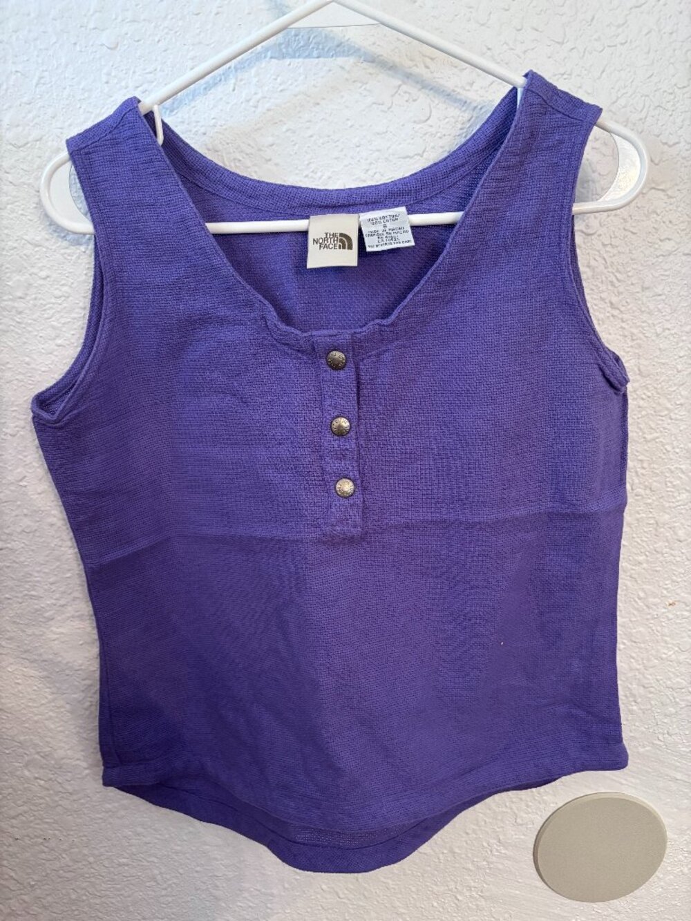 vintage the north face women's purple cotton tank S preppy 90s coastal buttons